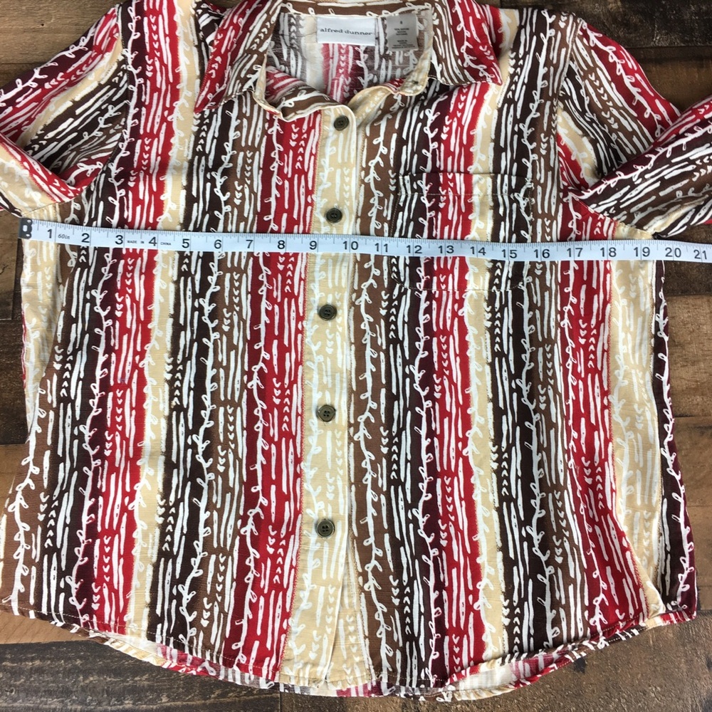 Alfred Dunner Print Button Down Top Shirt Size 8 - Picture 12 of 13